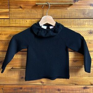 Zara Girls Black Ruffle Collar Sweaters